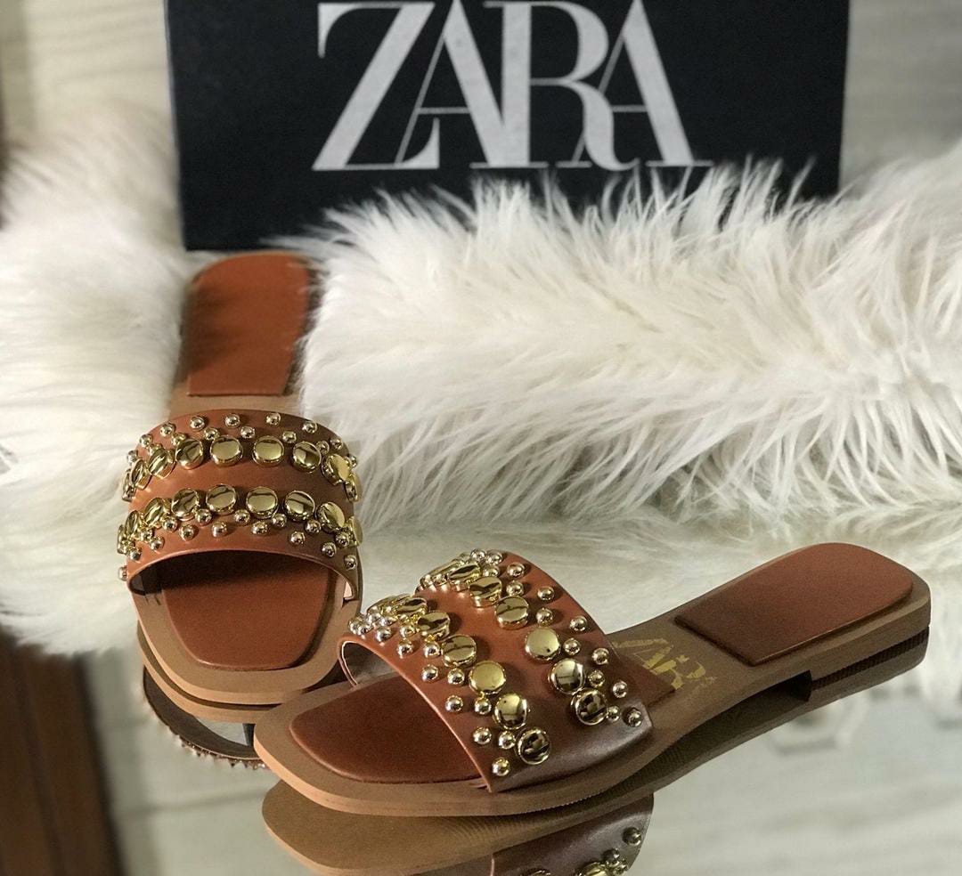 Elegant Beige Embellished Synthetic Leather Fancy Flats For Women - Premium Footwear