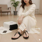 Classic Black Plain Rexine Formal Flats For Women - Elegant Workwear Footwear