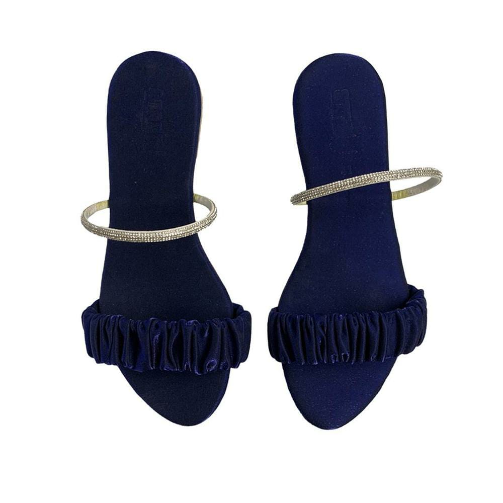 Classic Blue Plain Rexine Slippers For Women - Ultra-Light & Soft Casual Footwear