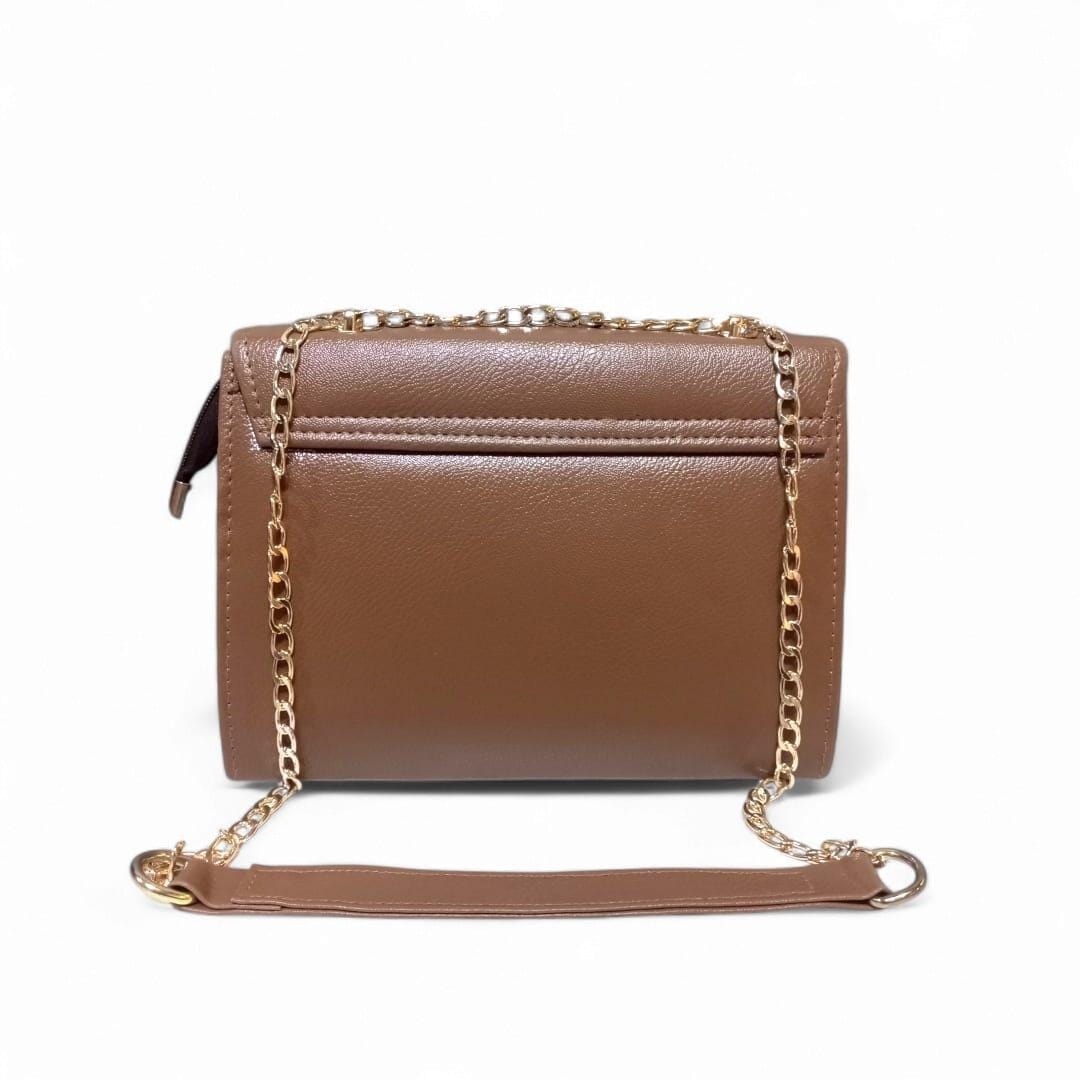 Minimalist Brown PU Leather Crossbody Bag For Girls - Chic & Compact Daily Handbag