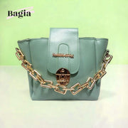 Vibrant Turquoise PU Leather Chain Crossbody Bag For Girls - Stylish & Compact Handbag