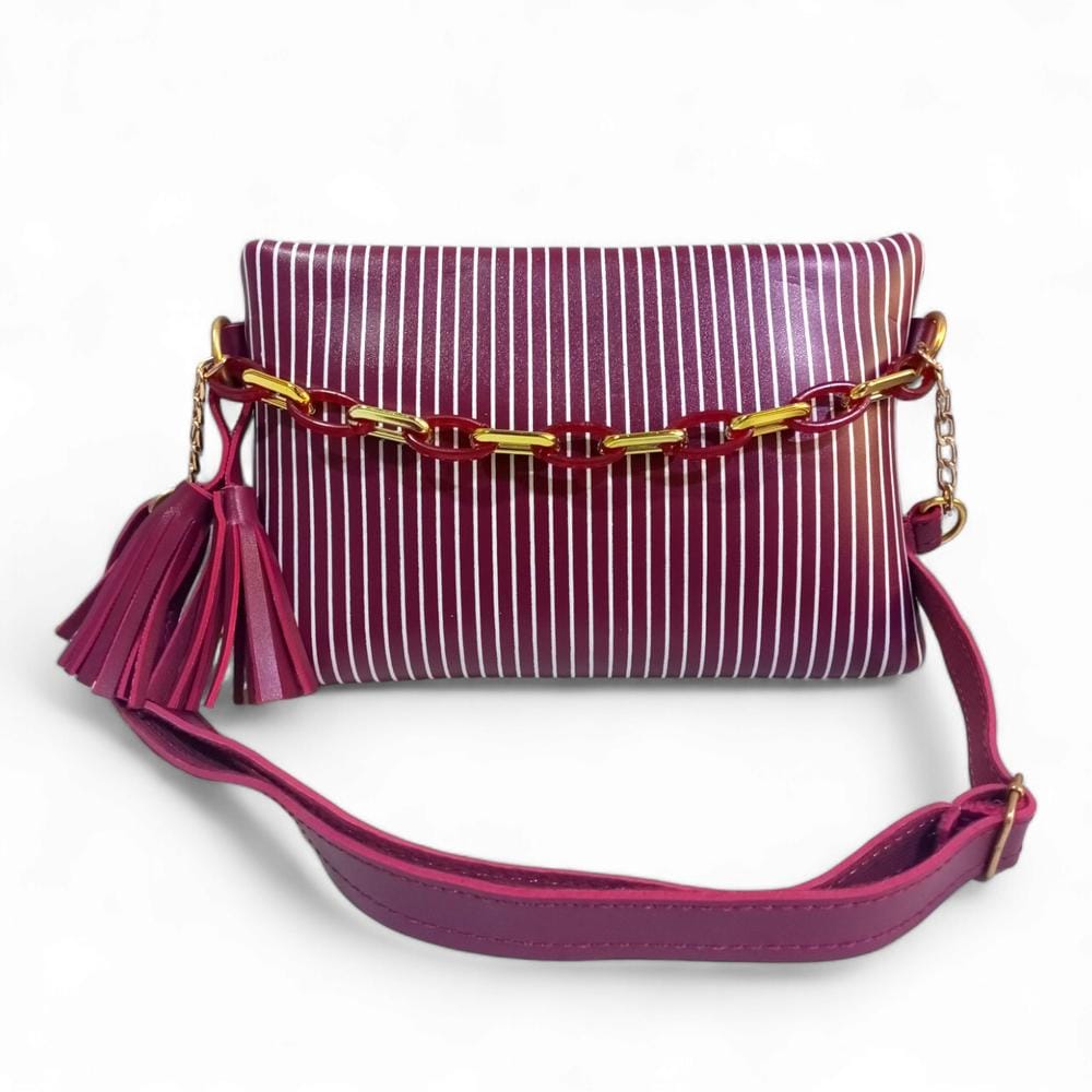 Stylish Printed PU Leather Wallet On A Chain For Women - Multipurpose Chain Strap Crossbody Bag