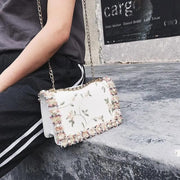 Minimalist White Embroidered PU Leather Crossbody Bag For Women - Chic & Compact Handbag