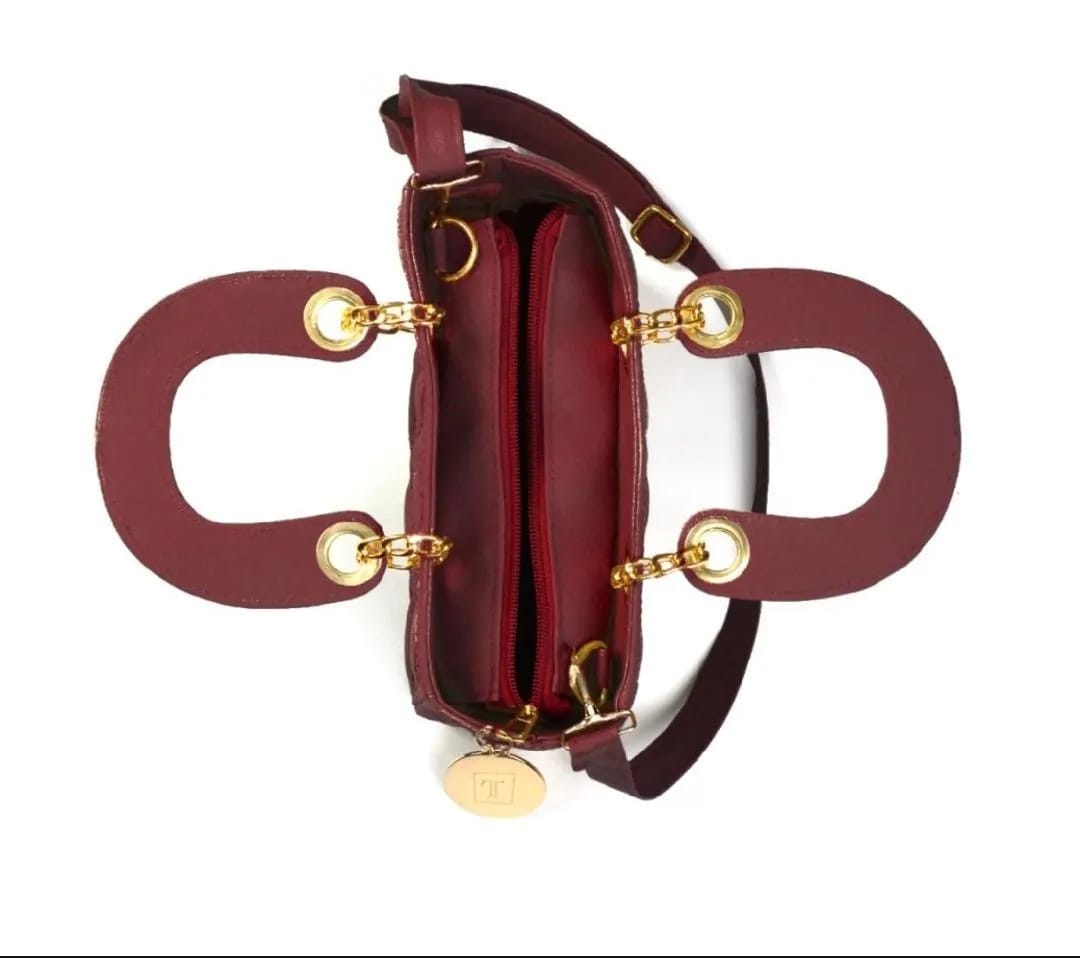 Elegant Maroon Embroidered Rexine Multipurpose Crossbody Bag For Girls - Stylish Handbag