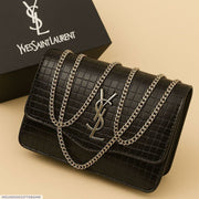 Classic Black Plain Rexine Multipurpose Crossbody Bag For Girls - Elegant & Compact Handbag