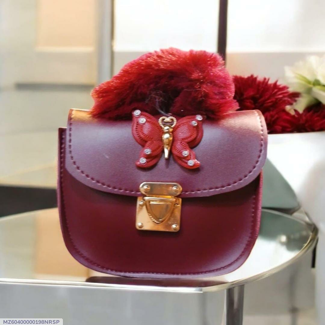 Chic Maroon Plain Leather Mini Crossbody Bag For Girls - Stylish & Compact Multipurpose Purse