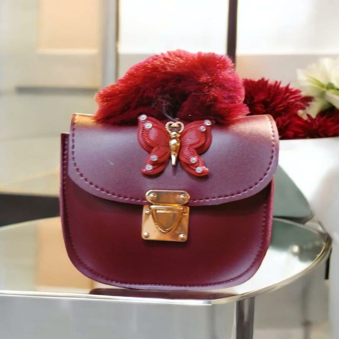 Chic Maroon Plain Leather Mini Crossbody Bag For Girls - Stylish & Compact Multipurpose Purse