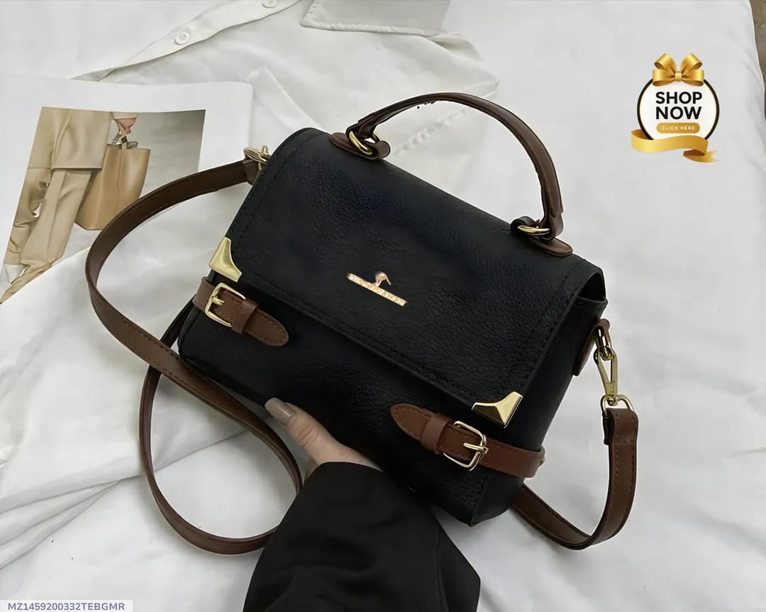 Sleek Black Plain Rexine Multipurpose Crossbody Bag For Girls - Stylish & Compact Handbag