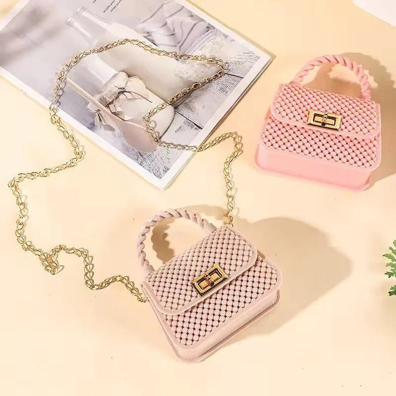 Chic Multicolor Acrylic Mini Chain Crossbody Bag For Girls - Stylish & Cute Small Handbag