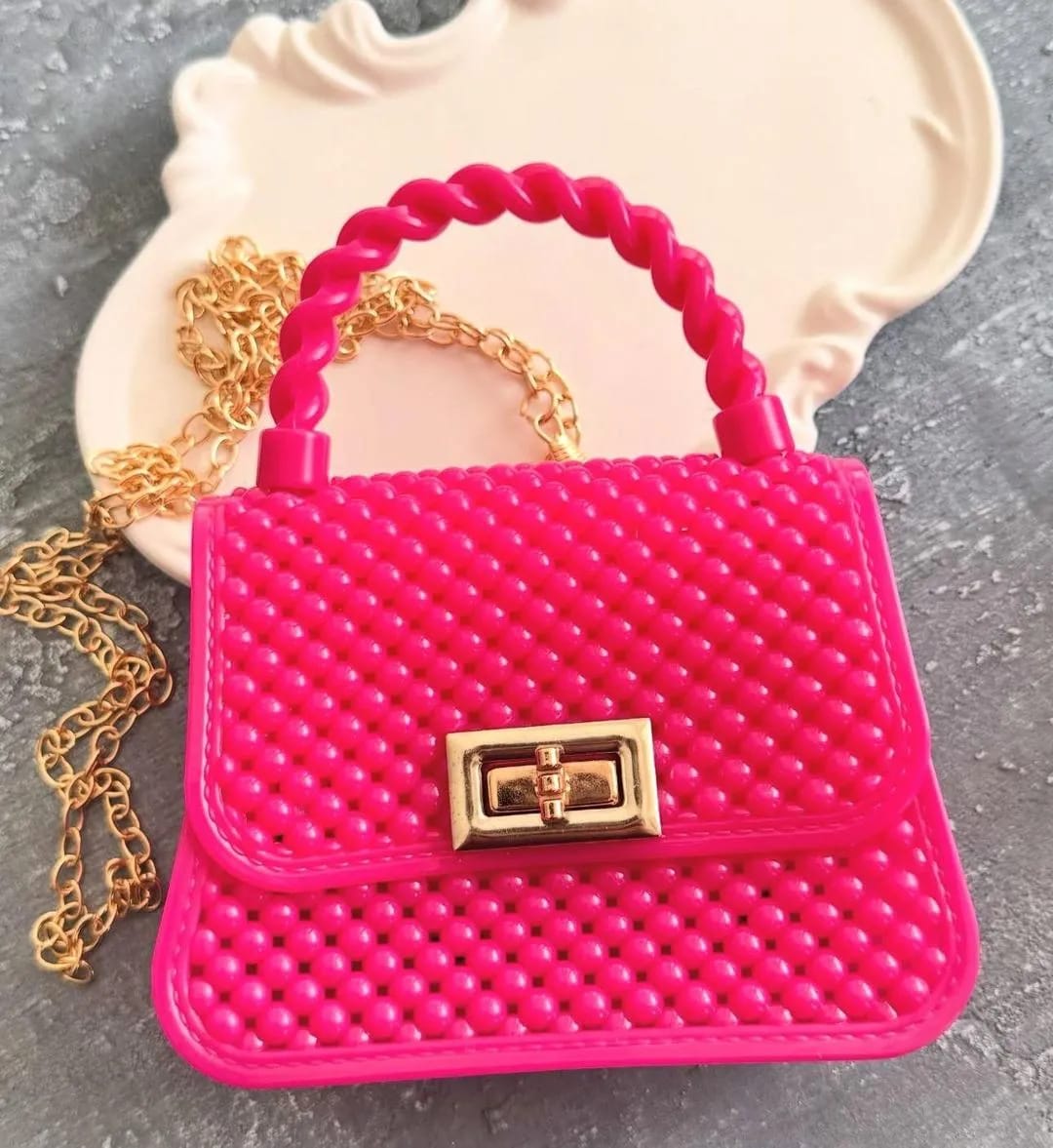 Chic Multicolor Acrylic Mini Chain Crossbody Bag For Girls - Stylish & Cute Small Handbag