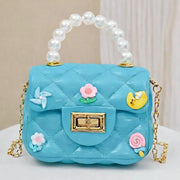 Cute Blue Acrylic Mini Chain Crossbody Bag For Girls - Stylish & Compact Small Handbag