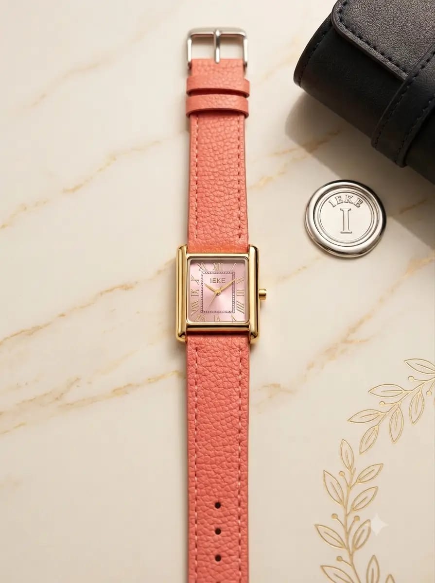 Classy Square Dial PU Leather Strap Watch For Women - Slim Analogue Wristwatch
