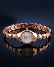 Luxury Inspired Rose Gold Stainless Steel Chain Watch For Women - Elegant Round Dial Wristwatch