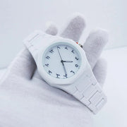 Modern White Carbon Fiber Chain Strap Watch For Women - Lightweight Fashion Wristwatch