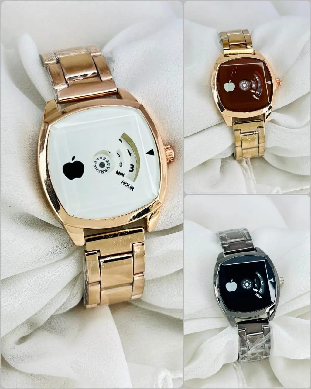 Luxury Inspired Rose Gold Square Dial Steel Chain Watch For Women - Petite Bracelet Wristwatch