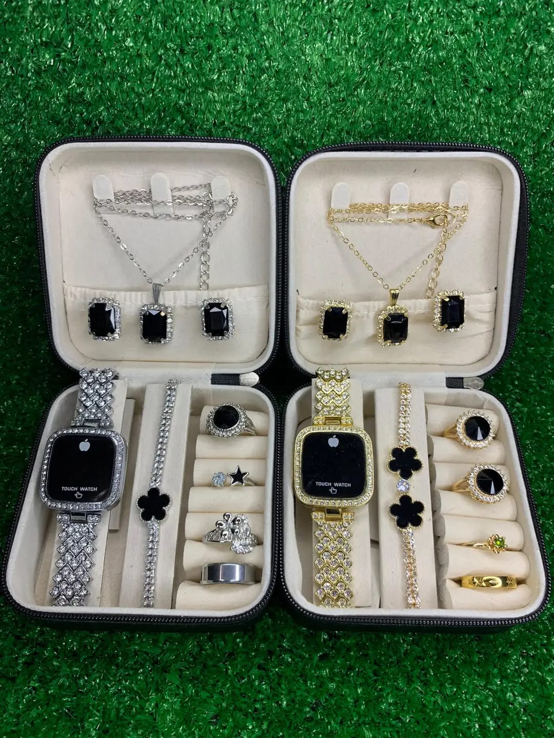 Pack Of 8 Women's Stainless Steel Square Dial Chain Watches - Silver & Golden Bracelet Wristwatches Set