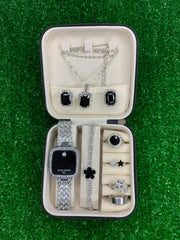 Pack Of 8 Women's Stainless Steel Square Dial Chain Watches - Silver & Golden Bracelet Wristwatches Set