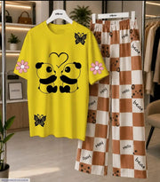1 (Best for SEO): Women's Printed Cotton Jersey Nightwear Set – 2 Pcs Yellow Loungewear  Option 2 (Catchy): 2-Piece Yellow Printed Sleepwear Set for Girls & Women (Shirt & Trouser)  Option 3: Women's Yellow Cotton Jersey Night Suit (Medium, Large, XL)
