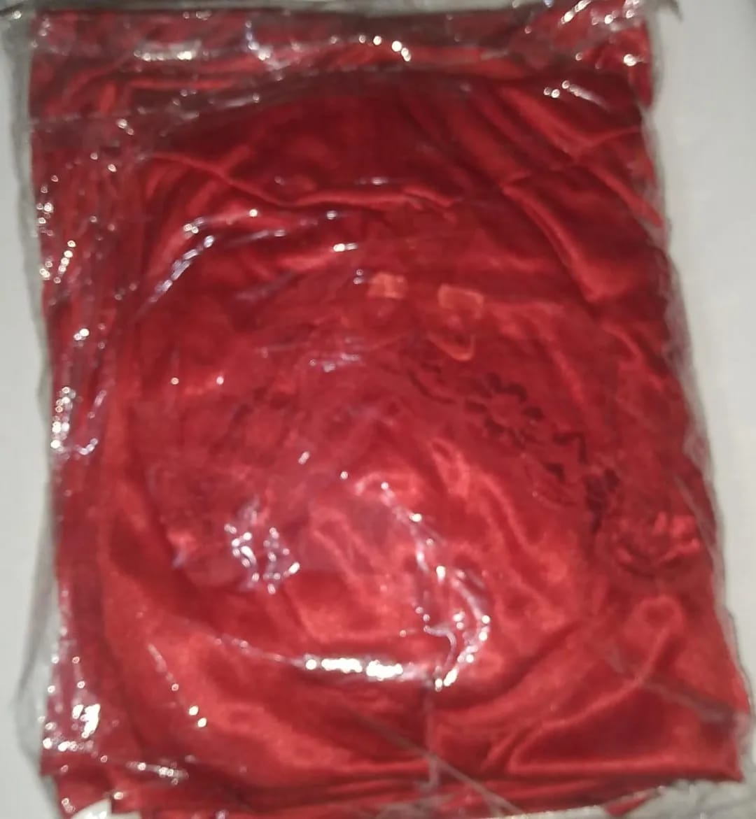 Women's 2-Piece Red Silk Nightwear Set with Lace Detail (Shirt & Nightgown)