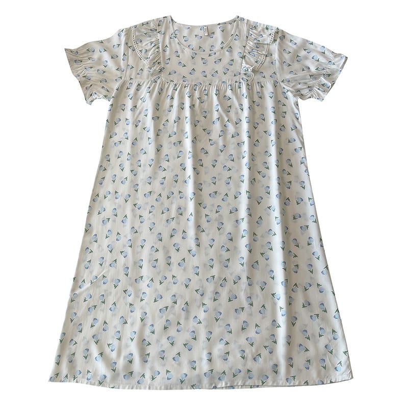 Women's Cute Short Sleeve Summer Cotton Pajama Set (Loose & Relaxed Fit)