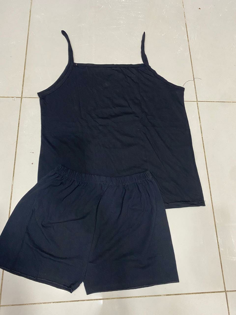 Women's 2-Piece Black Cotton Jersey Nightwear Set with Shorts