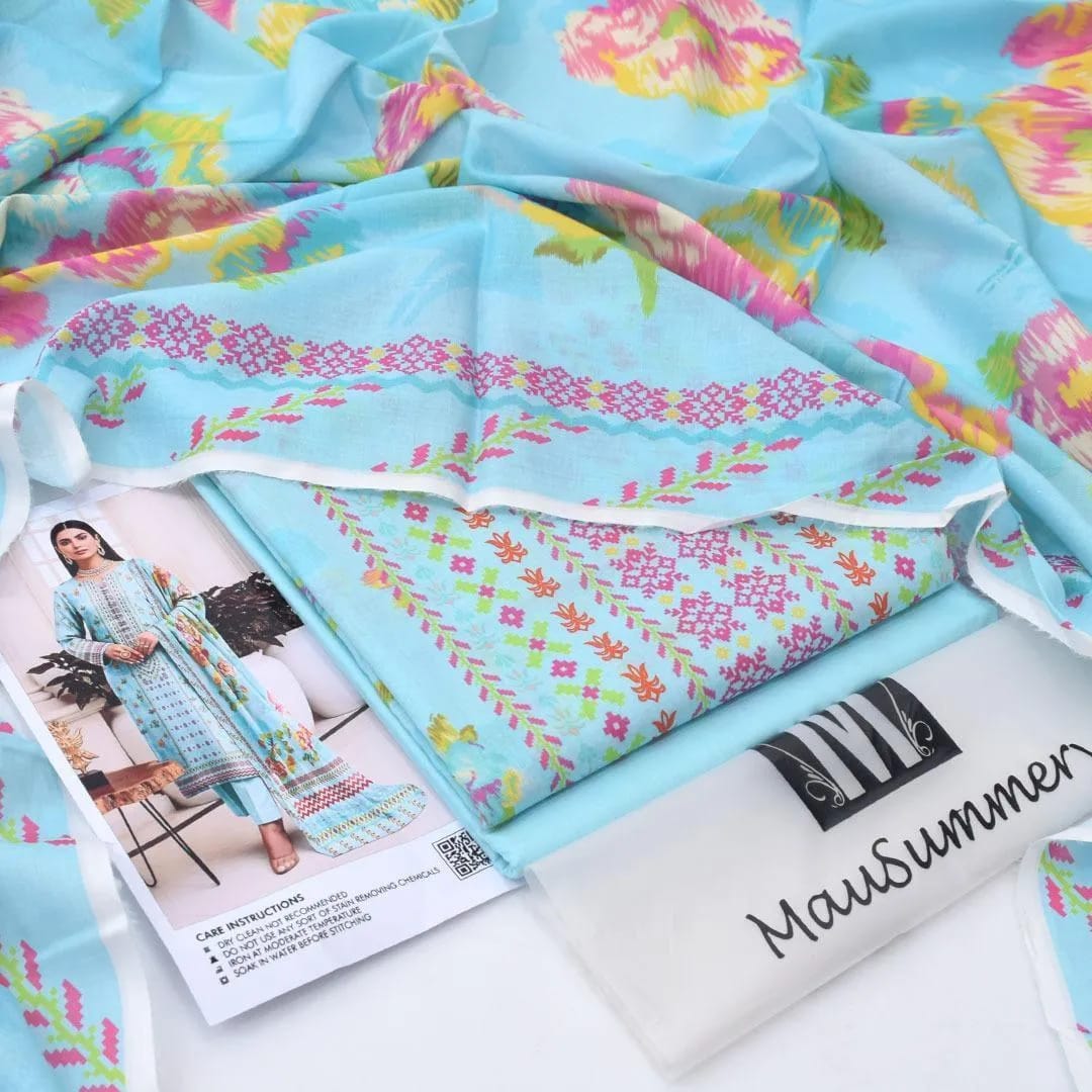 Lawn Suit Green Floral Print 3M