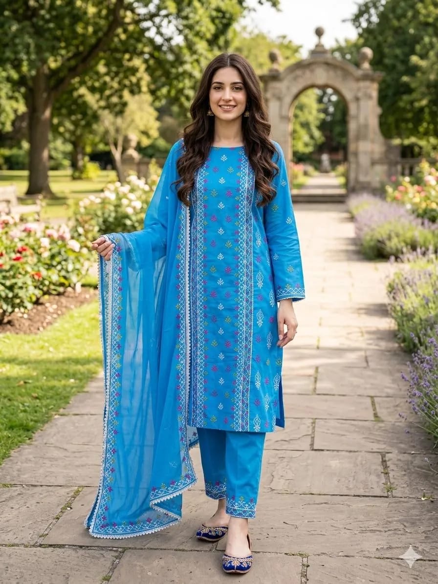 Earthly Grace – 3-Piece Chikankari Embroidered Lawn Suite