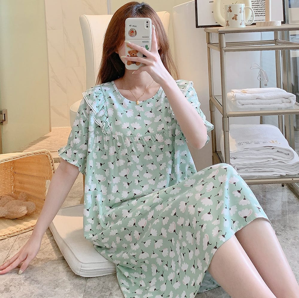 Women's Cute Short Sleeve Summer Cotton Pajama Set (Loose & Relaxed Fit)