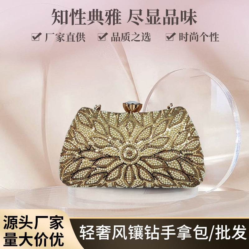 Luxury Gold Evening Handbag - Elegant European Style Bridal & Party Wear Clutch