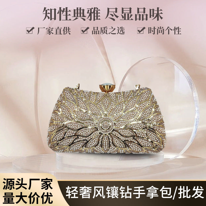 Luxury Gold Evening Handbag - Elegant European Style Bridal & Party Wear Clutch