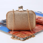 Glamorous Gold Sparkling Evening Clutch Bag - Elegant Chain Strap Bridal & Party Wear Purse