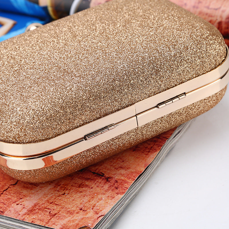 Glamorous Gold Sparkling Evening Clutch Bag - Elegant Chain Strap Bridal & Party Wear Purse